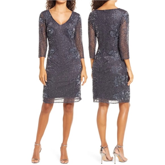 Pisarro Nights Dresses & Skirts - Pisarro NIGHTS Beaded V-neck Cocktail Dress ❤️IN STORES❤️